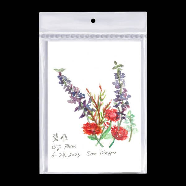 Watercolor Postcard 5"x7" San Diego Flowers