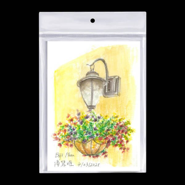 Watercolor Postcard 5"x7" Wall Light and Flowers